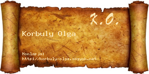 Korbuly Olga névjegykártya